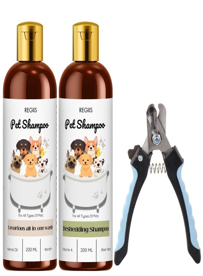 REGIIS Pet Shampoo Set, Luxurious All-in-One Wash and Deshedding Formula with Nail Clipper, 200 ML, 2 Pack - Image 1